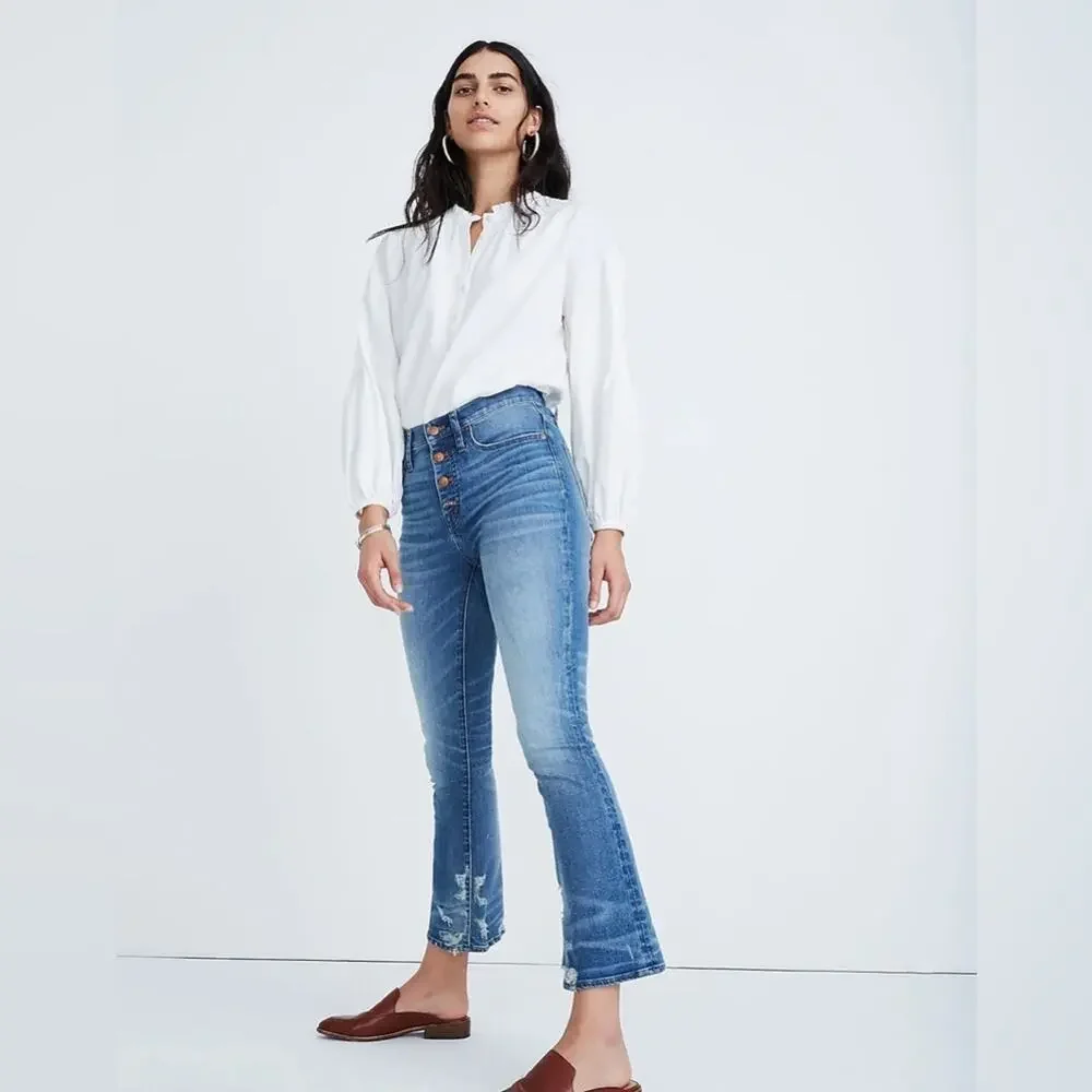 MADEWELL Cali Demi-Boot Jeans in Bess Wash: Button-Front Edition size 24